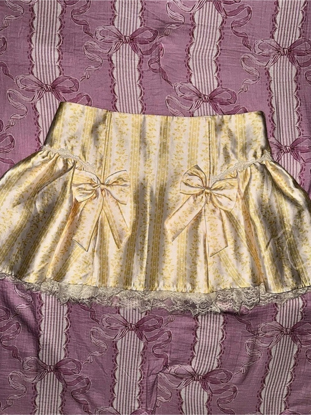 Sugar Thrillz yellow & white striped skirt